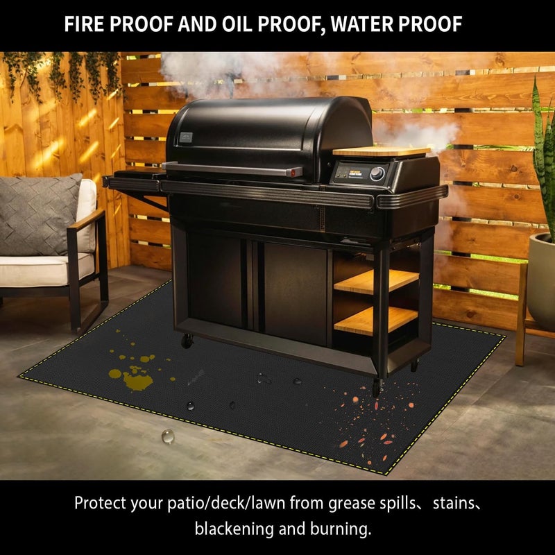 VCHOMY 80x48 Inch Large Under Grill Mat for Outdoor Grill Deck Patio Protector, Silicone Fireproof Waterproof Oil-proof BBQ Floor Matt Pad - Image 3